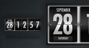 Dark Polished Flip Clock and Calendar – Free PSD Template